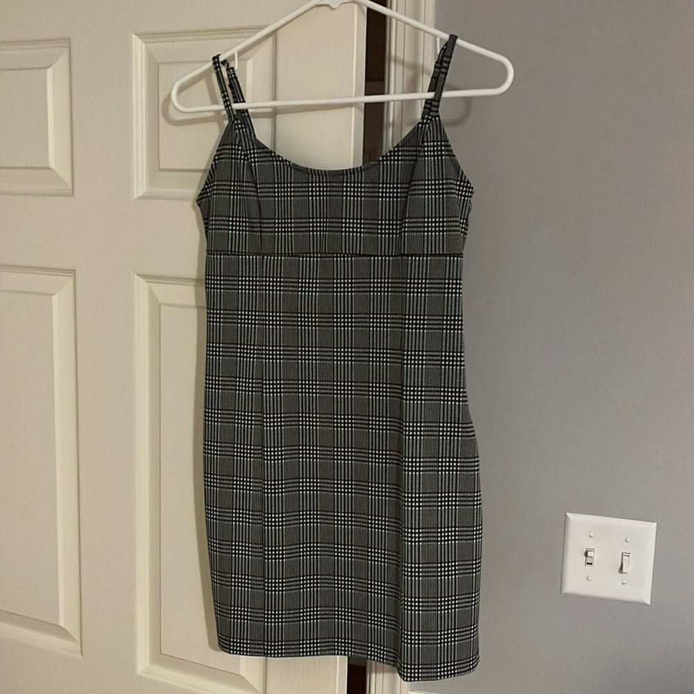 checkered print dress